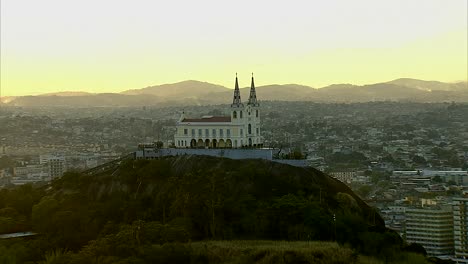 Aerial-view-of-the-Penha-Church,-Rio-De-Janeiro,-Brazil