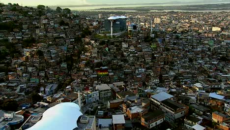 Aerial-Shot-Of-Gondola-Over-Favela,-Rio-De-Janeiro,-Brazil