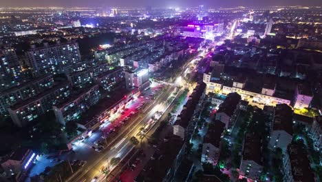 Shanghai-urban-Landschaft,-Zeitraffer,-4-km