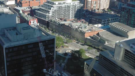 Elevated-view-of-cityscape-during-daytime,-Toronto,-Ontario,-Canada