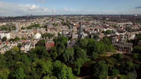 Aerial-panoramic-view-of-Amsterdam,-Netherlands