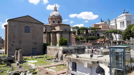 View-on-ancient-Santi-Luca-e-Martina-church-situated-near-Roman-Forum-in-Italy