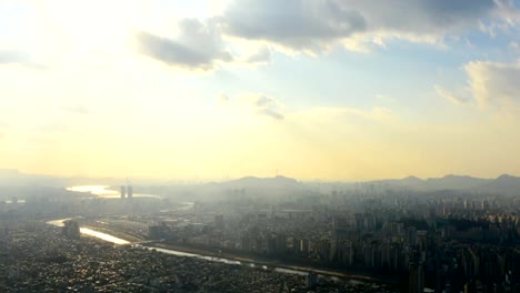 Zeitraffer-von-Seoul-City-Skyline,-Südkorea.