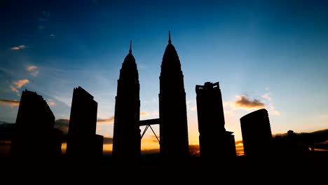 Timelapse-of-Kuala-Lumpur-cityscape-silhouette-on-sunset-in-Malaysia