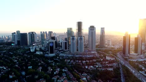 Istanbul-City-Landscape,-Buildings-and-Towers,-Aerial-Footage