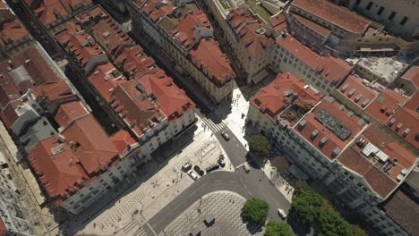 Portugal-día-soleado-Lisboa-paisaje-urbano-rossio-Plaza-aérea-panorama-4k