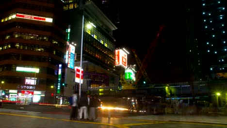 Nacht-hyper-Zeitraffer-4K-Auflösung-bei-Shibuya-in-Tokio-breit-erschossen