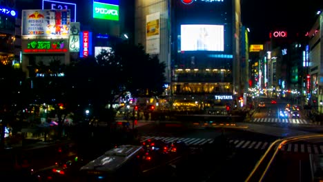 Night-lapse-4K-resolution-at-shibuya-crossing-high-angle-zoom-out