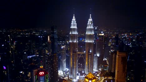 Aerial-view-of-Kuala-Lumpur-during-night-near-KLCC-tower.