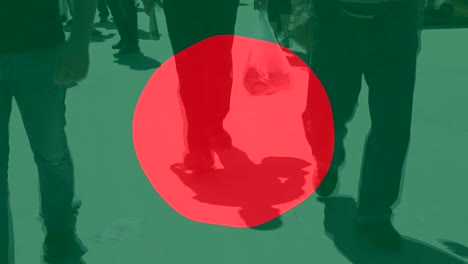 Bangladesch-Nationalflagge-und-Menschen