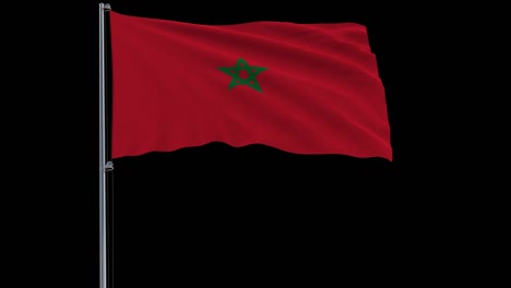 Flag-of-Morocco-on-a-flagpole-on-a-transparent,-4k-prores-4444-footage-with-alpha