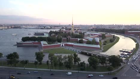 Luftaufnahme-der-Stadt-St.-Petersburg,-Peter-und-Paul-Fortress.