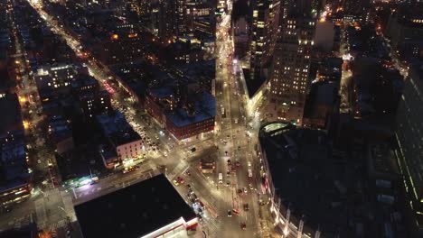 Aerial-of-Downtown-Brooklyn,-New-York