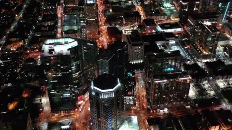 Aerial-of-Atlanta,-Georgia-at-Night