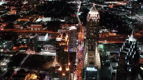 Aerial-of-Atlanta,-Georgia-at-Night