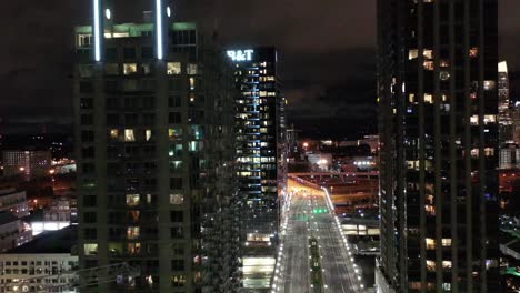 Aerial-of-Atlanta,-Georgia-at-Night