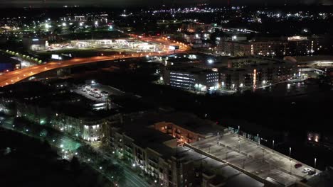 Aerial-of-Atlanta,-Georgia-at-Night