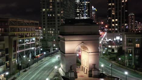 Aerial-of-Atlanta,-Georgia-at-Night