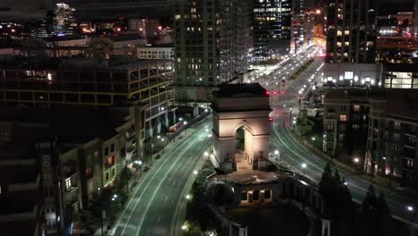 Aerial-of-Atlanta,-Georgia-at-Night