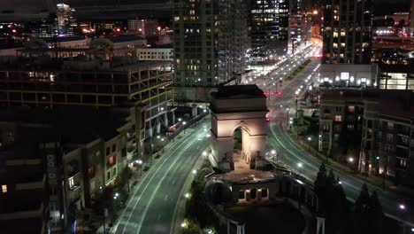 Aerial-of-Atlanta,-Georgia-at-Night