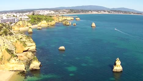 Aerial-from-natural-rocks-near-Lagos-in-the-Algarve-Portugal