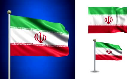 Bandera-de-Irán,-con-canal-alfa,-seamless-loop!