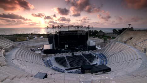 Caesarea-amphitheatre-stage-sunset-timelapse