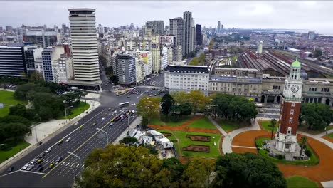 Buenos-Aires,-Argentina-torre-reloj-con-lapso-de-tiempo-de-la-puesta-de-sol