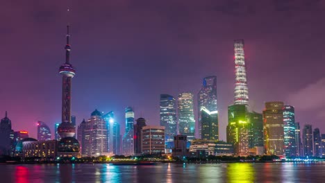 Time-lapse-photography-4K-Shanghai-pudong-downtown-at-night,-China