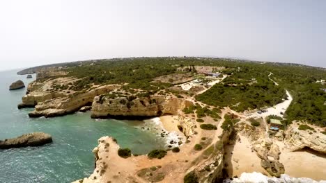 Aerial-Footage-Praia-de-Albandeira---Caramujeira,-Lagoa,-Algarve,-Portugal