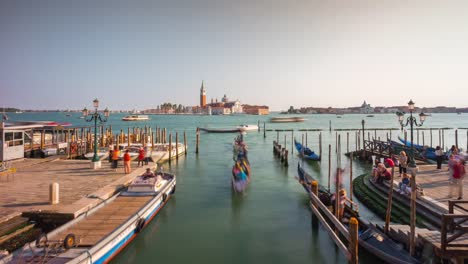 Italien-Sonnentag-Palazzo-Ducale-Bucht-Kirche-von-San-Giorgio-Maggiore-Panorama-4k-Zeitraffer