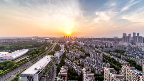 Zeitraffer-Sonnenuntergang-Himmel,-Stadt-Nanjing,-china