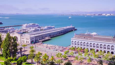 Tiempo-transcurrido---San-Francisco-Ferry-Building-con-Ferries---4K