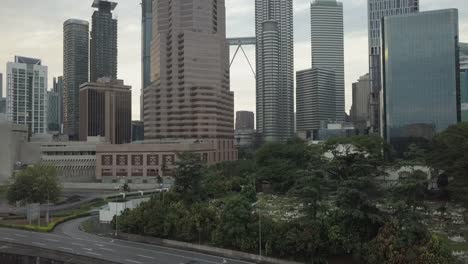 Aerial-Footage---Petronas-Towers-at-Sunrise.-Flat-Color-Profile.