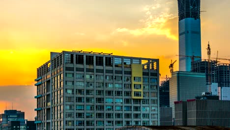 China-Zun,-is-a-supertall-skyscraper-under-construction-in-the-Central-Business-District-of-Beijing.-One-of-many-construction-sites-in-Beijing.-4k-Timelapse