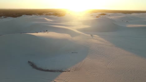 Aerial-View-of-Desert-Dunes-at-Sunset