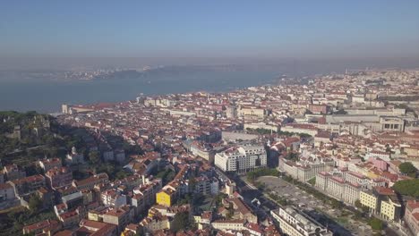 Portugal-verano-día-Lisboa-paisaje-urbano-Bahía-aérea-panorama-4k