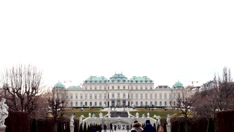 winter-tracking-shot-on-Belvedere,-Vienna-Austria