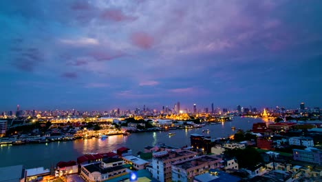 Day-To-Night--Of-Passing-Cloud-And-Transportation-In-Chaopraya-River