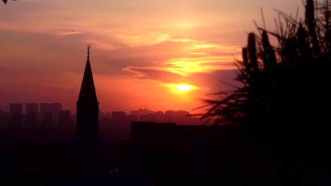 Sonnenuntergang-über-Istanbul,-Zeitraffer,-Türkei