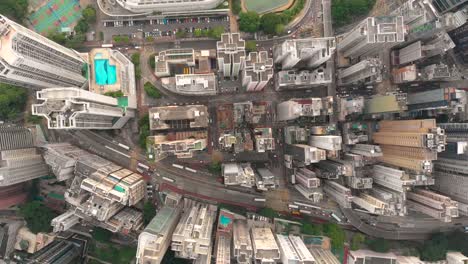 Aerial-drone-shot-of-Hong-Kong-city