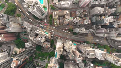 Aerial-drone-shot-of-Hong-Kong-city