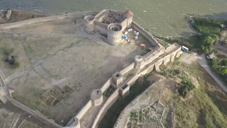 Flying-on-drone-over-ancient-fortress-Akkerman-which-is-on-the-bank-of-the-Dniester-estuary-in-Bilhorod-Dnistrovskyi-city