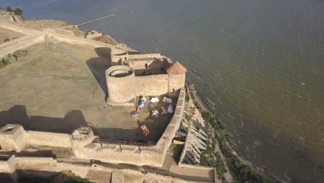 Flying-on-drone-over-ancient-fortress-Akkerman-which-is-on-the-bank-of-the-Dniester-estuary-in-Bilhorod-Dnistrovskyi-city