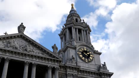 low-angle-view-of-the-clock-tower-of-st-paul's-cathedral-in-london