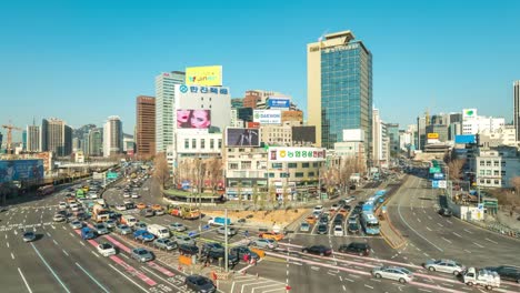 Traffic-of-Seoul-city-road-in-Seoul,-South-Korea-timelapse-4K