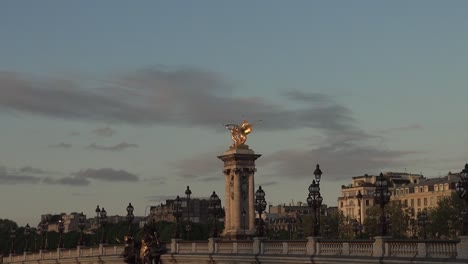 Morning-near-the-Alexander-bridge,-Paris,-France