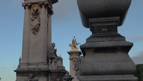 Morning-near-the-Alexander-bridge,-Paris,-France