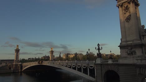 Morning-near-the-Alexander-bridge,-Paris,-France