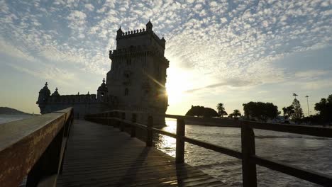 lisbon,-portugal---circa-october-2018:-scenic-sunset-at-the-tower-of-belem